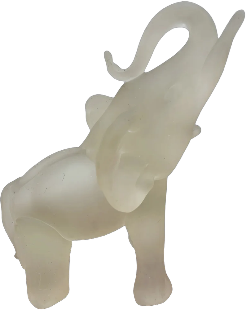 Antiguo Elefante Cristal Esmerilado Decoración Vintage