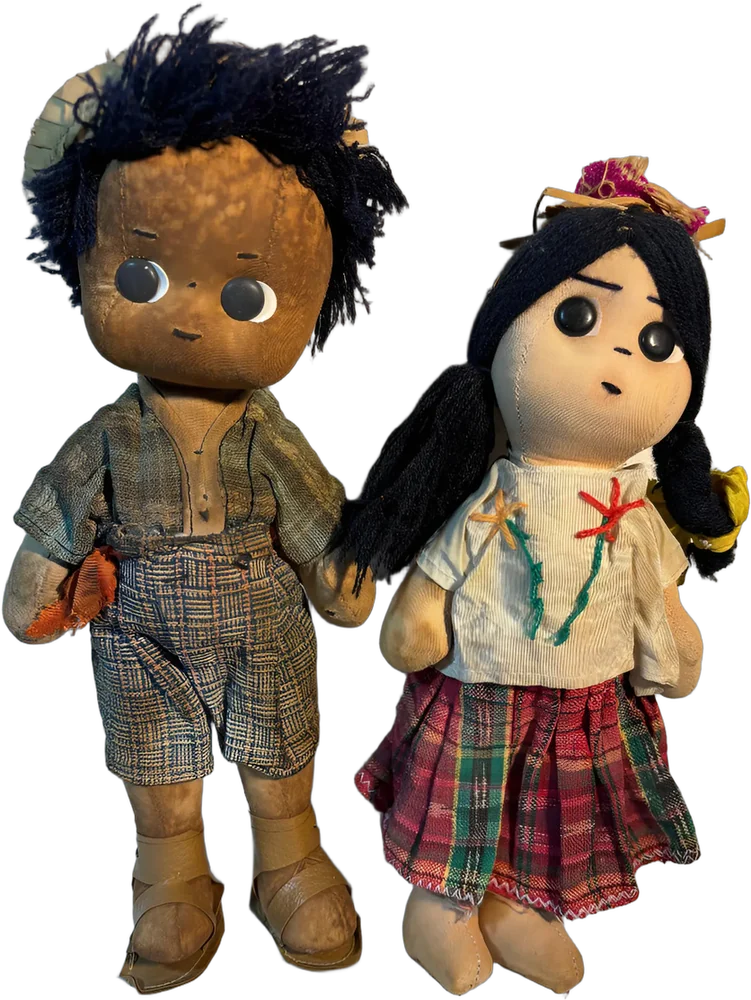Antiguas Muñeco Y Muñeca Artesanales Mexicanos 50s — imagen 1