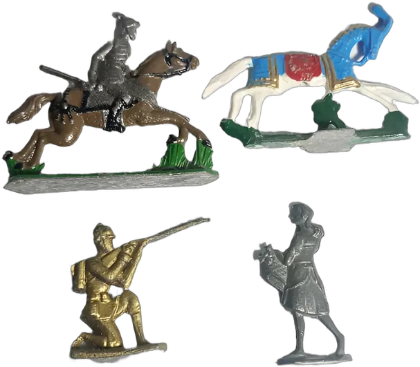 Antiguo Lote De Figuras De Soldaditos De Plomo Azul