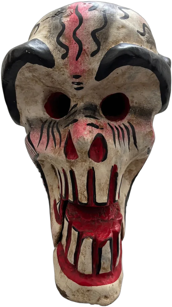 Vibraré Máscara De Madera Artesanal Calavera Sonriente Multicolor
