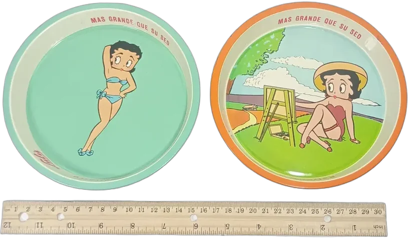 Charola Metálica Vintage Refresco Lulú Betty Boop 1950s Verde