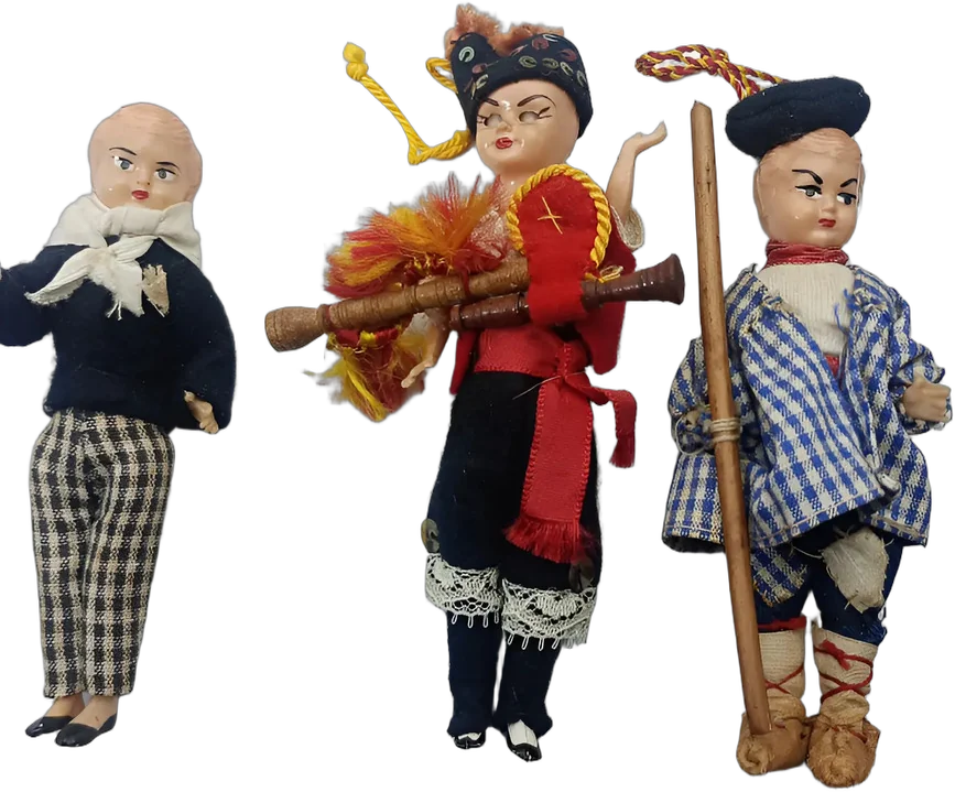 Lote 3 Muñecos Souvenir Españoles Vintage 1950s — imagen 1
