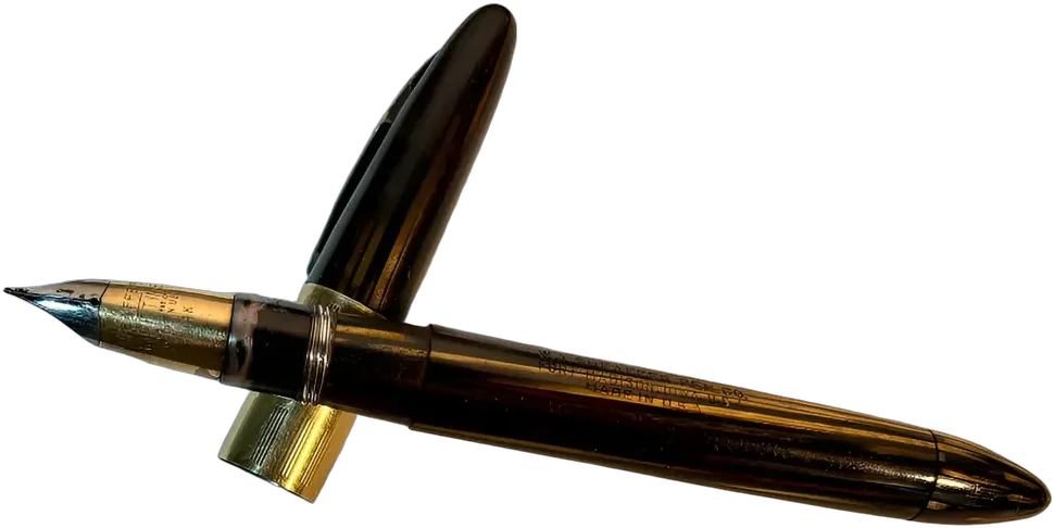 Antigua Pluma Fuente Sheaffer Triumph Golden Brown Marrón Negro