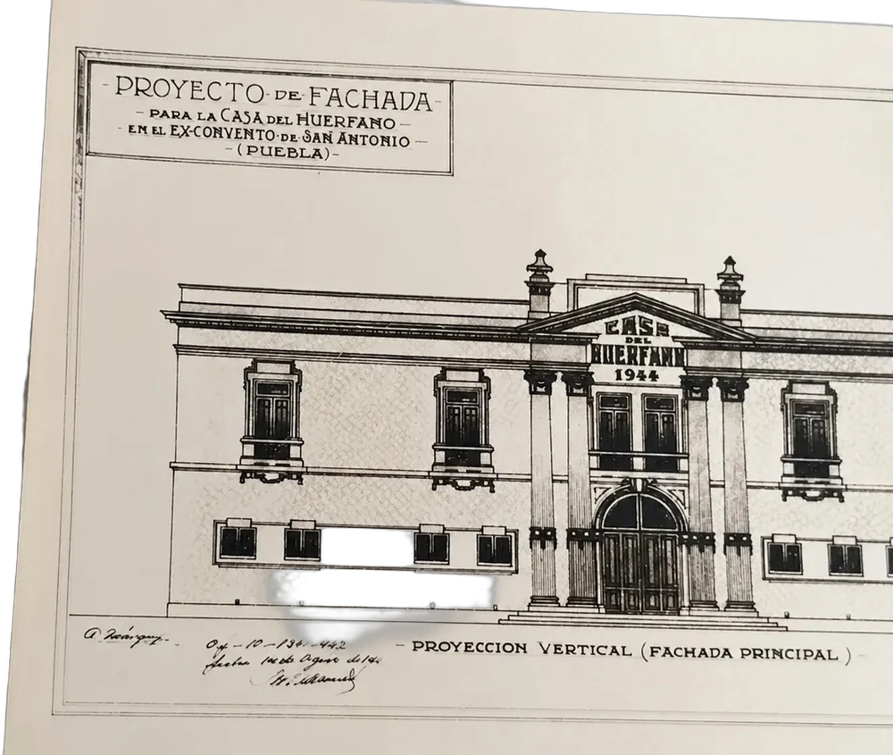 Postal Proyecto De Fachada Convento San Antonio, Puebla