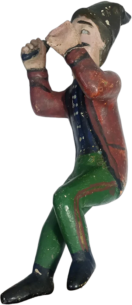 Figura Antigua De Madera Policromada Payaso Acróbata — imagen 1