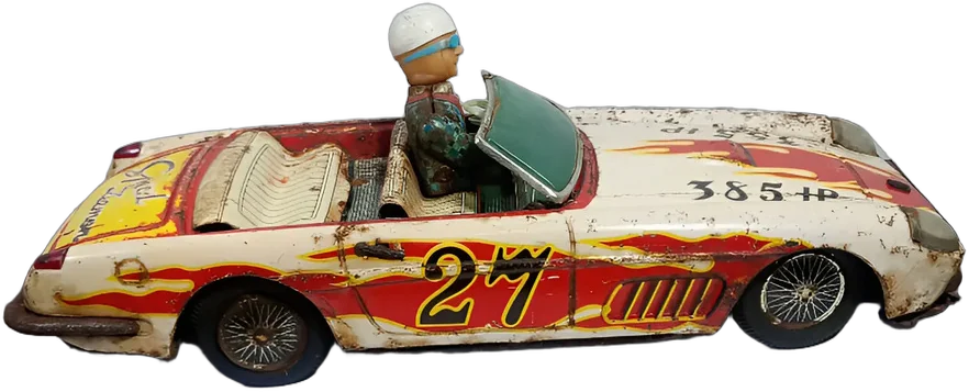 Auto Hojalata Ferrari Speed Demon Vintage Años 60s Beige