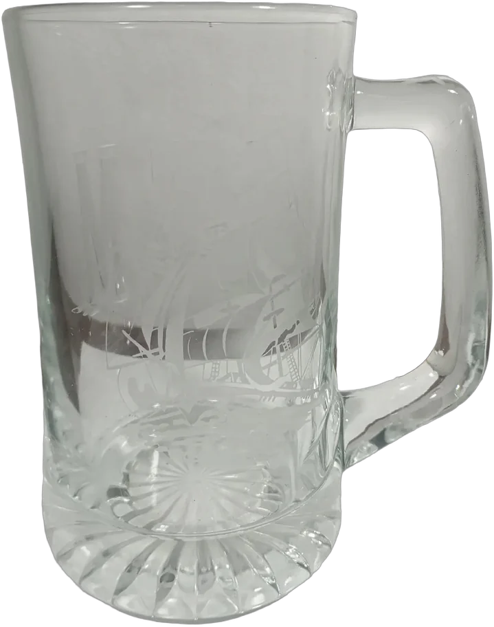 Antigua Jarra Cervecera Vidrio Grabado Navío 500ml Agua