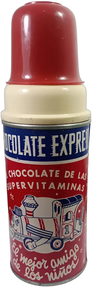 Antiguo Termo Chocolate Express Tren 1950s México Rojo