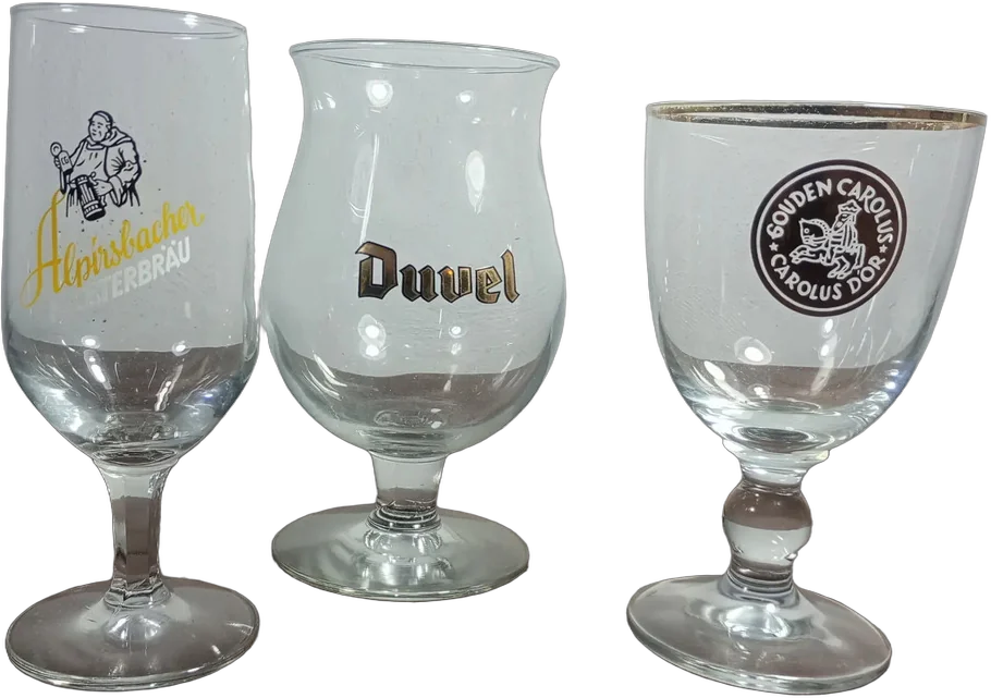 Vintage Set 3 Copas Cerveceras Duvel Carolus Alpirsbacher Agua