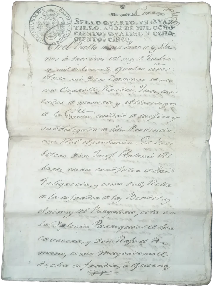 Antiguo Documento Notarial 1804 Puebla Tlaxcala