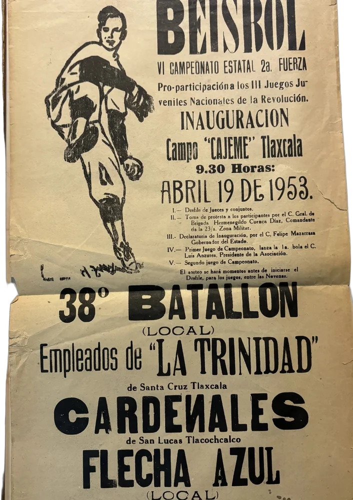 Carteles (3) De Época Beisbol Tlaxcala, 40s Coleccionables Beisbol Tlaxcala