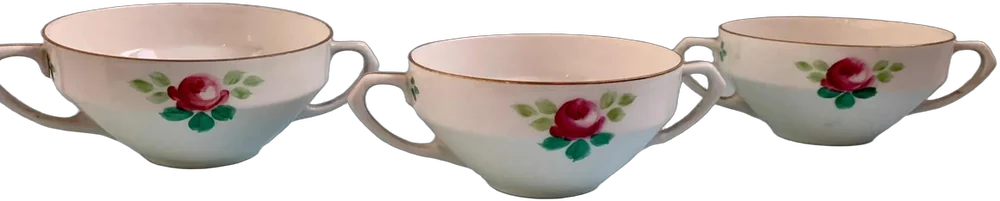 Tazas Doble Asa Porcelana Electra Selb H&c Bavaria Vintage Blanco Floreado