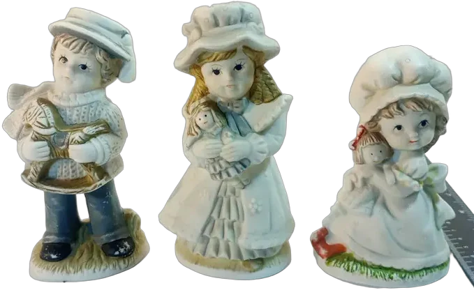 Vintage Figuras Porcelana Niños J Vazquez Set 3 Beige