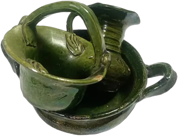 Vintage Barro Verde Atzompa 3 Mini Piezas — imagen 1