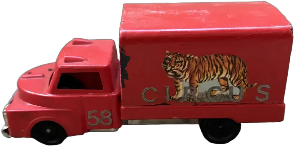Antiguo Camioncito Hojalata Rojo Circus 58