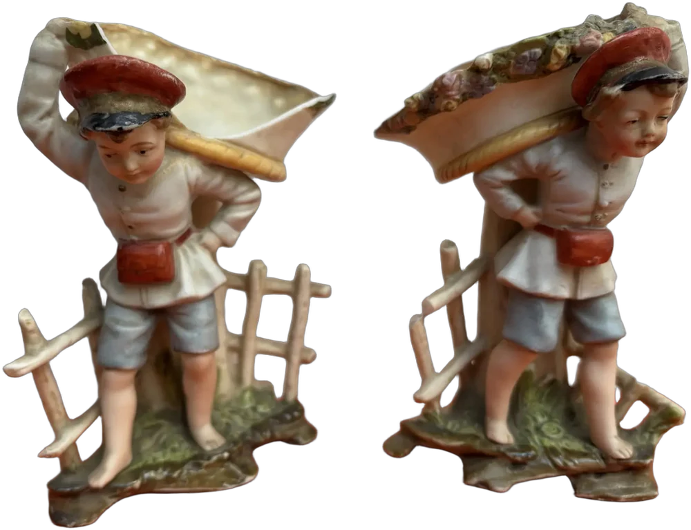Antiguas Figuras (2) Niños Porcelana Biscuit Alemana
