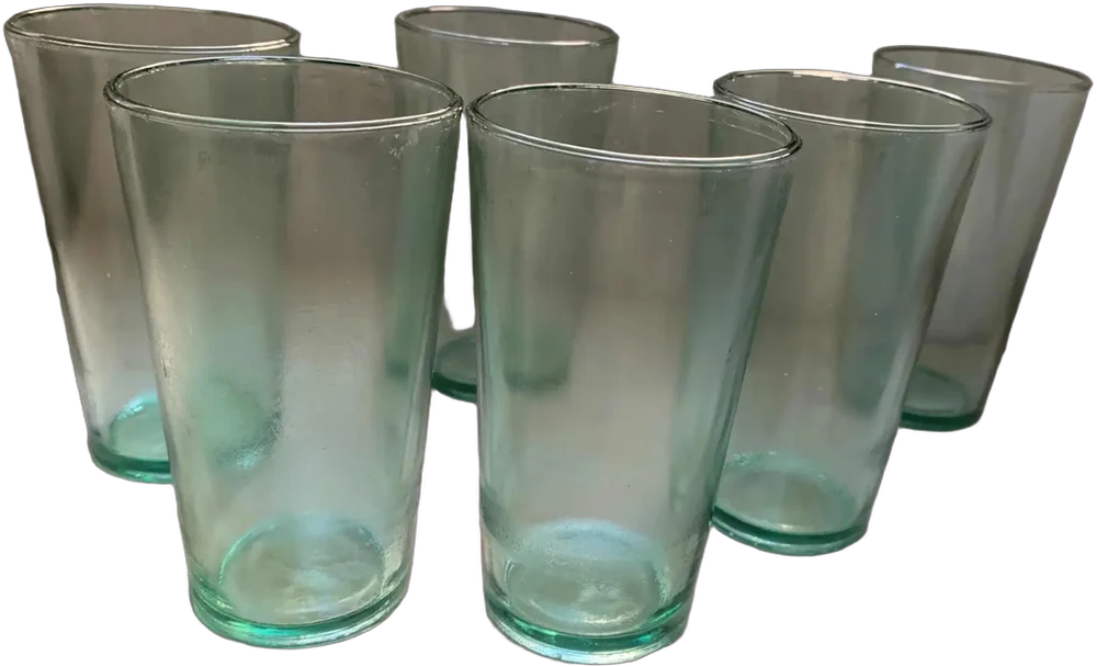 Antiguos Vasos Vidrio Verde, Vintage, Retro Verde Claro