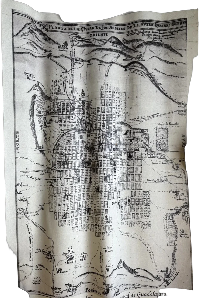 Mapa Antiguo Ciudad De Puebla Reproducción Pergamino Papel — imagen 1