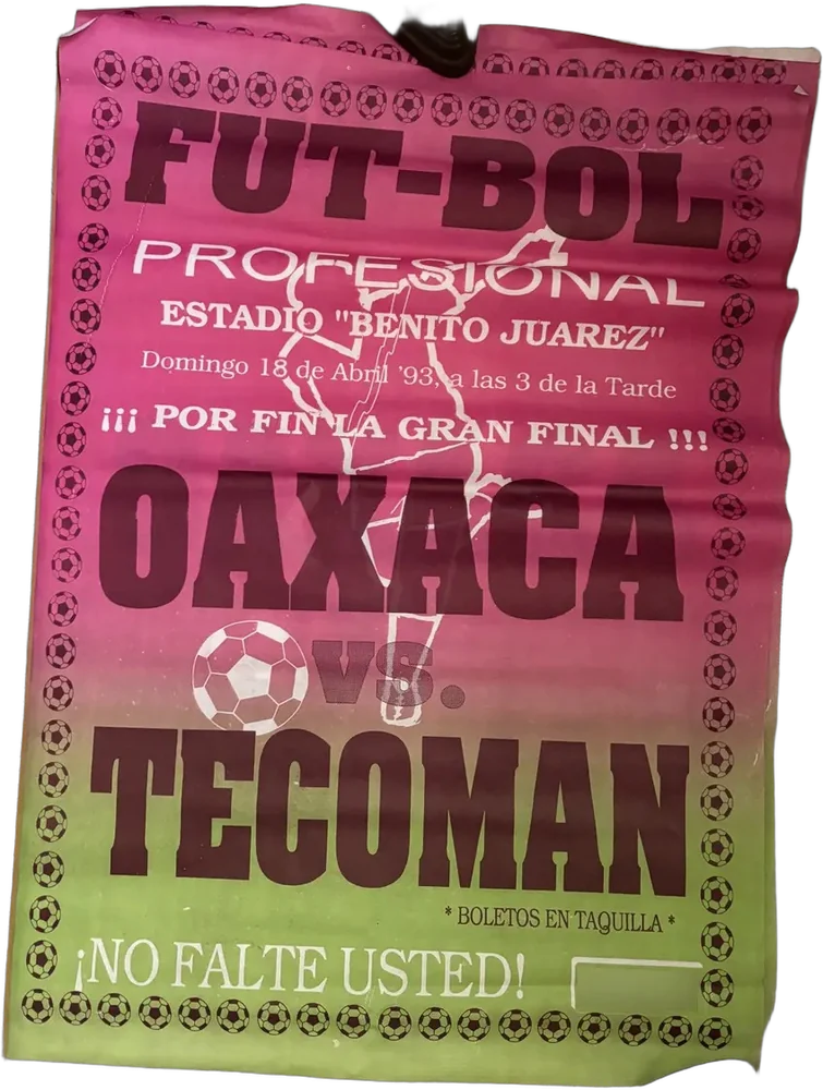 Cartel Promocional Futbol Final Oaxaca Vs Tecoman 1993