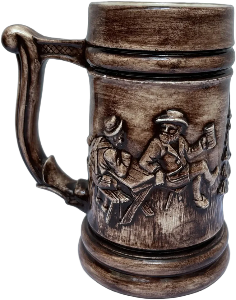 Vintage Jarra, Tarro Cerveza Aleman Cerámica Tradicional Marrón Claro