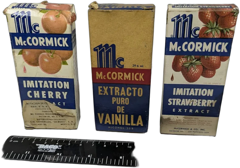 Vintage Lote 3 Cajas Cartón Mccormick Vainilla Y Sabores