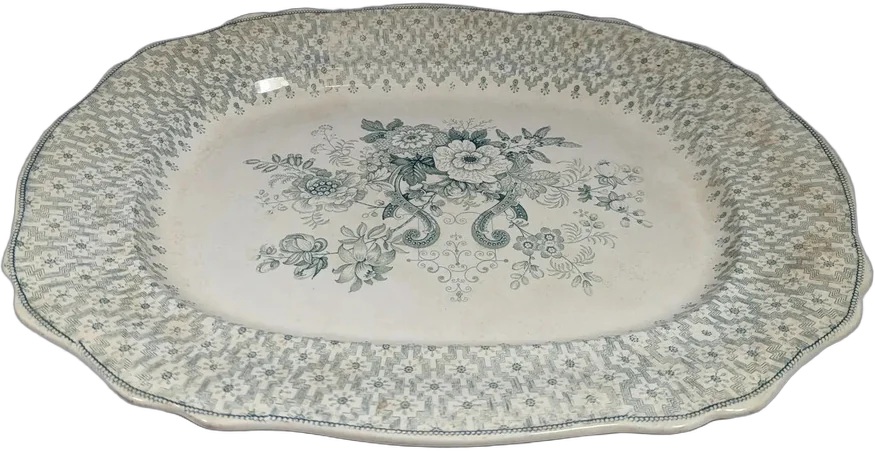 Antiguo Platón Fuente Davenport Patrón Versailles Inglés Beige Geométrico