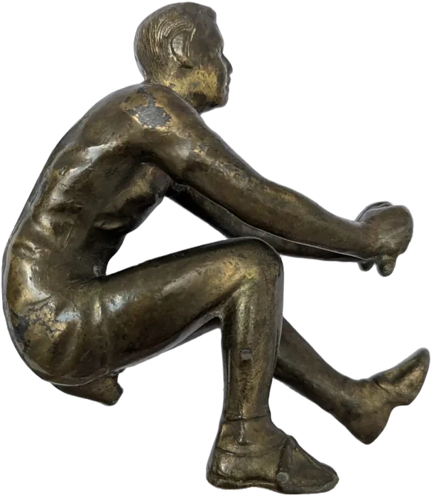 Antigua Figura Piloto Autos Carreras Bronce Macizo Trofeo Dorado Oscuro