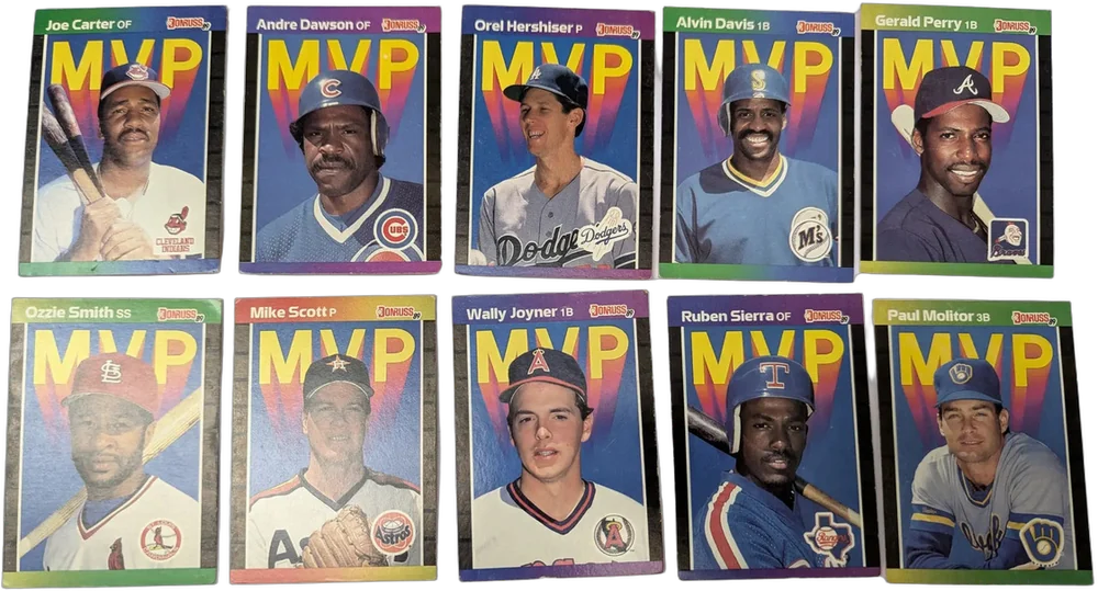 Vintage Lote De 10 Tarjetas Beisbol Mlb Donruss Mvp