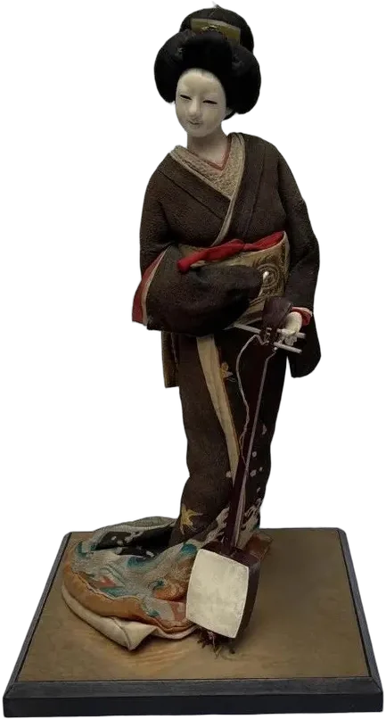 Vintage Muñeca Geisha Traje Oscuro — imagen 1