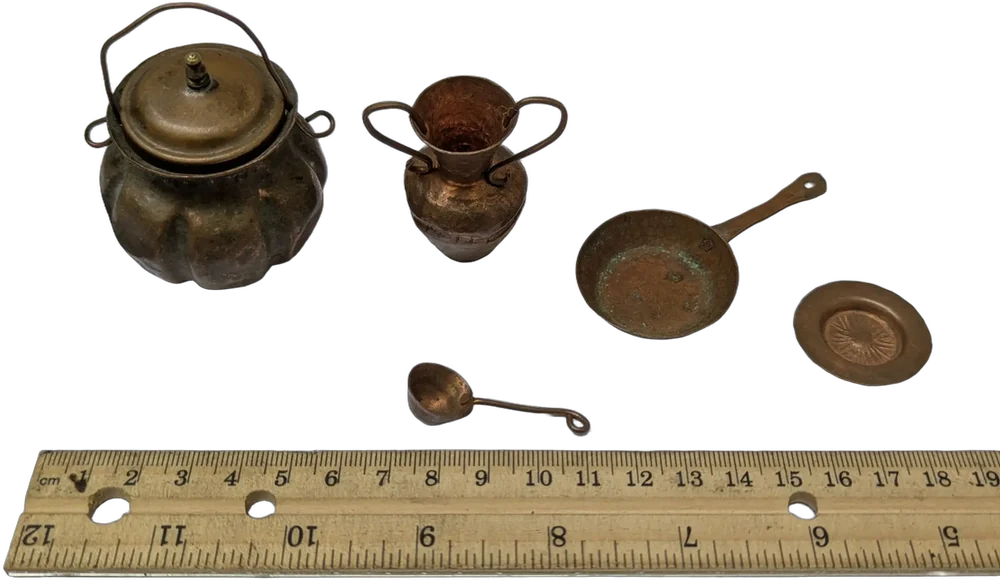 Set De 5 Miniaturas De Cobre Antiguas Artesanales Vintage — imagen 1