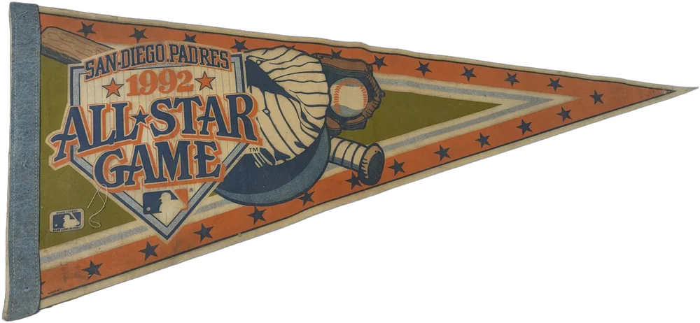 Vintage Banderín San Diego Padres 1992 All-star Naranja Beisbol