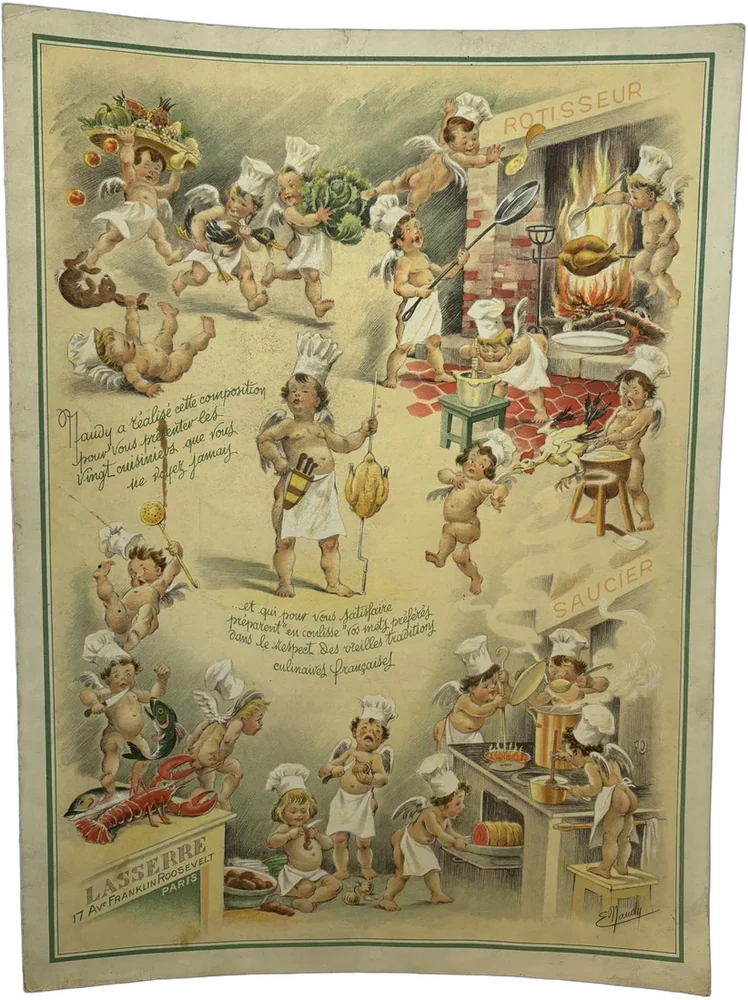 Menú De Restaurante Antiguo Litografiado Lasserre Paris Crema — imagen 1