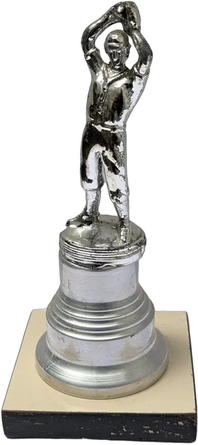 Trofeo De Béisbol Vintage Figura De Pitcher / Lanzador Plateado
