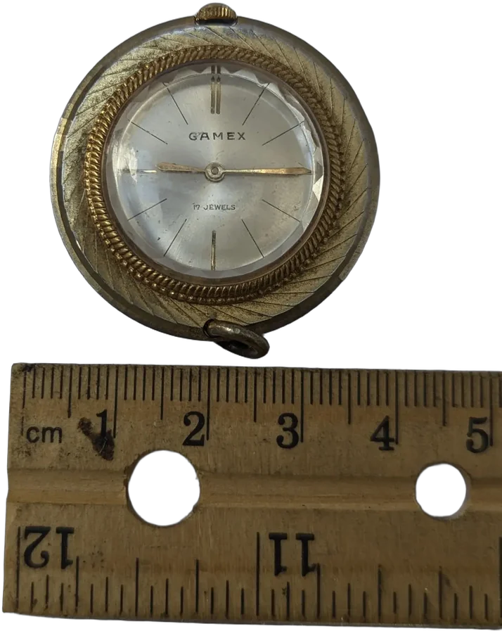 Antiguo Reloj De Collar Marca Gamex - 17 Jewels Plateado