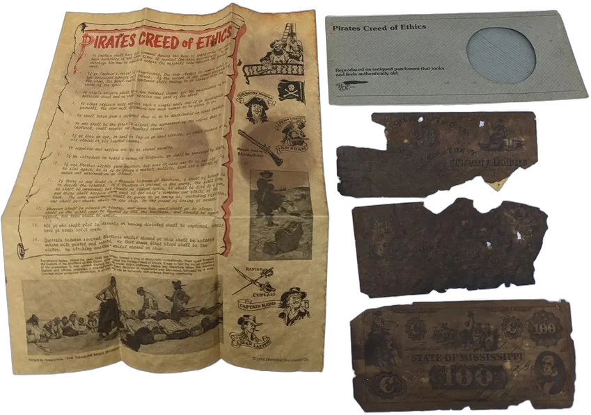 Antiguo Set Pirata Y Billetes De Mississippi - Historico.