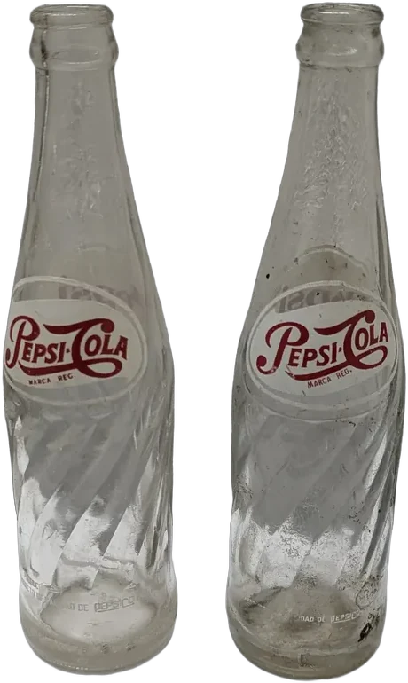 Par De Botellas Pepsi Cola Vidrio Soplado Swirl Vintage Pepsi