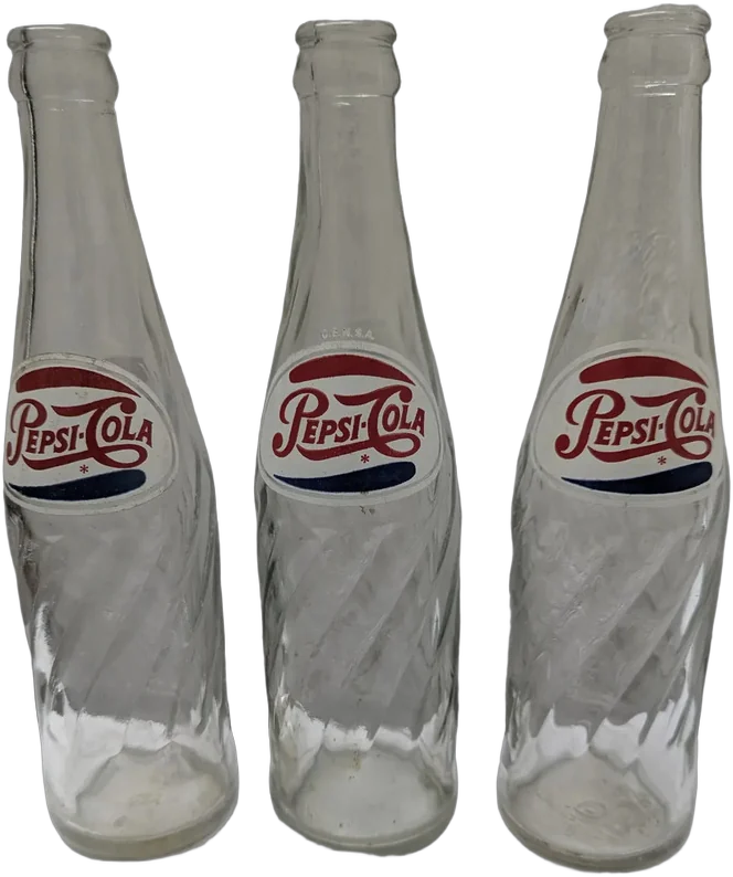 Antiguo Set De 3 Botellas Pepsi Swirl Hecho En México Pepsi