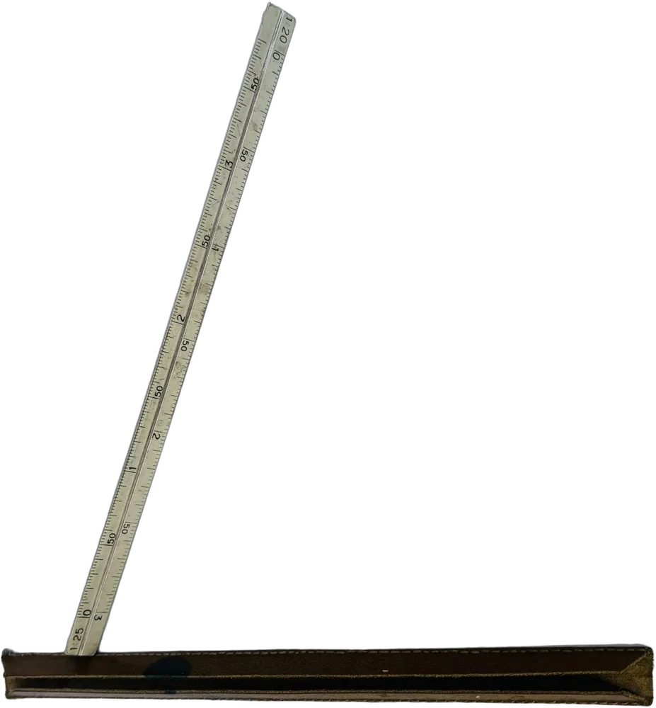 Vintage Regia Escalimetro Triangular Con Funda Piel