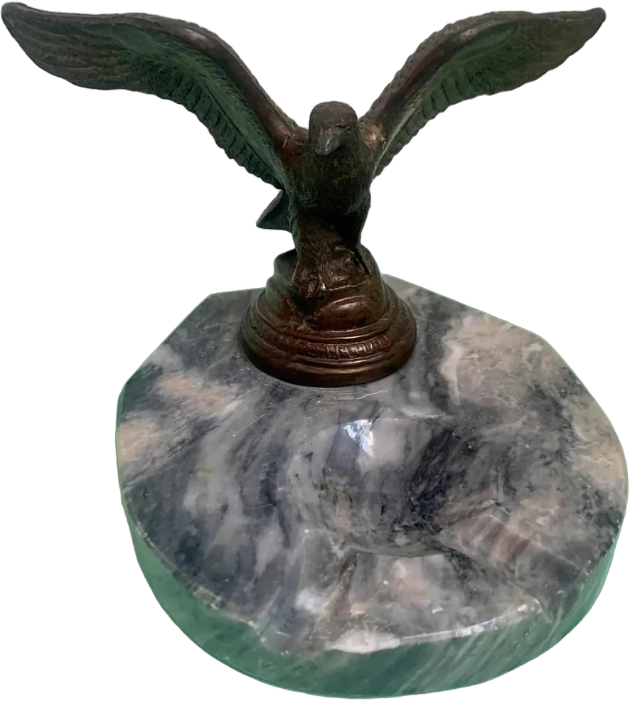 Antiguo Cenicero Águila Marrón Liso