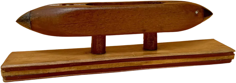 Antigua Lanzadera Madera Textil Adorno — imagen 1