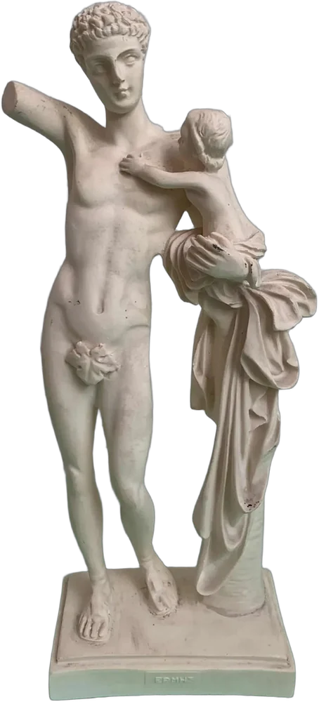 Vintage Figura Hermès Y Dionisio Niño Grecia Antigua