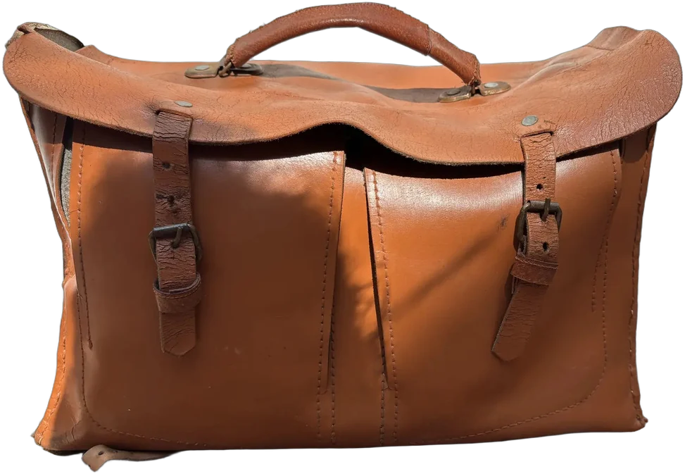 Antigua Mochila Escolar Cuero Decoración Vintage/retro Marrón Liso