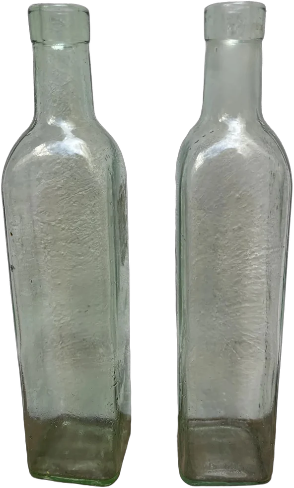 Vintage Dos Botellas De Vidrio Cuadradas 0.5 L