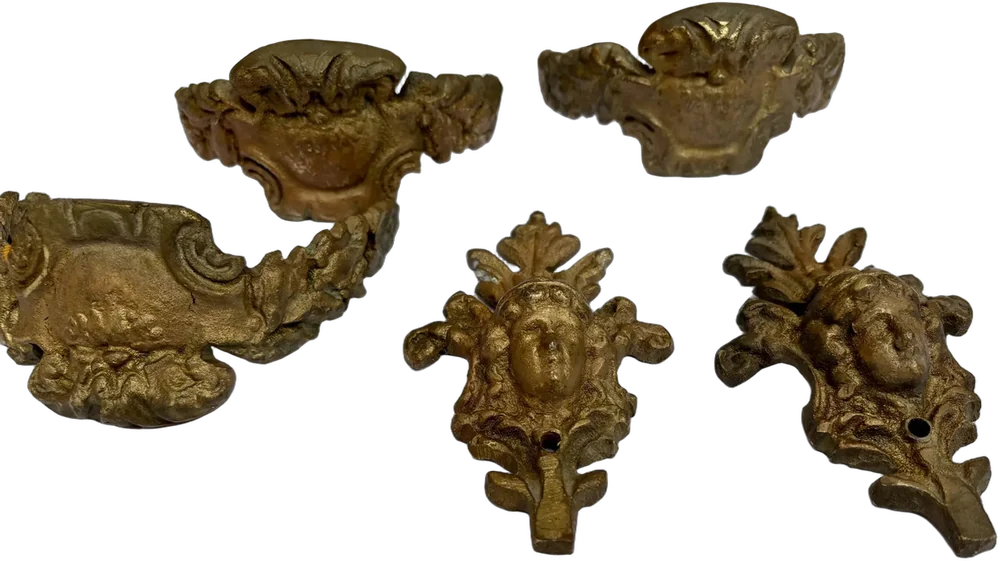Antiguos Apliques Decorativos Victorianos Bronce Sólido