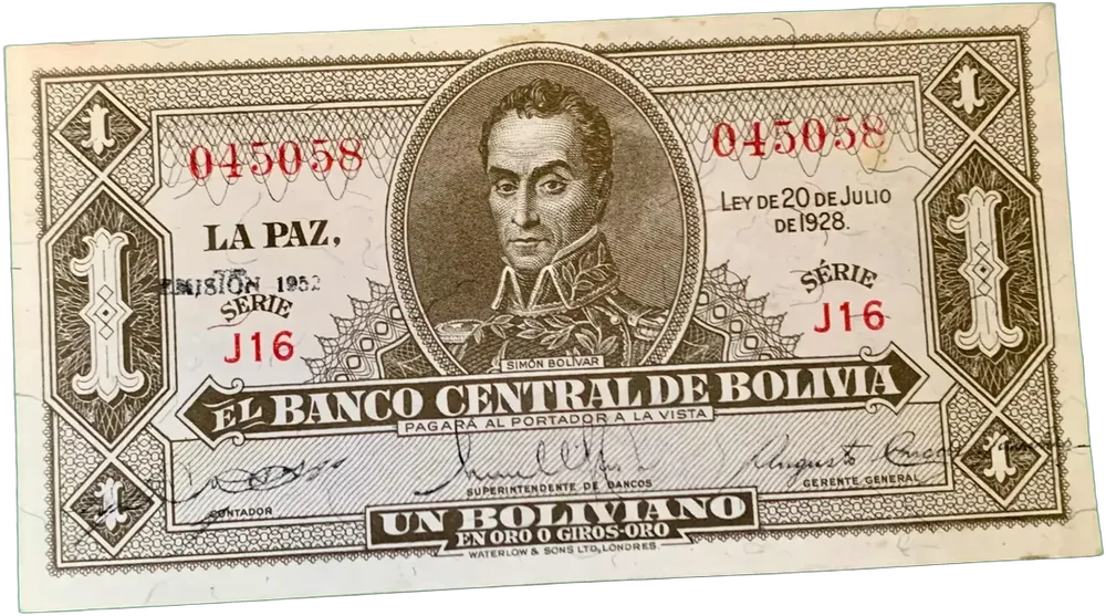 Antiguo Billete 1 Bolivia