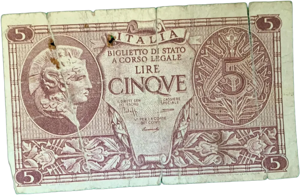 Antiguo Billete Italiano 1944