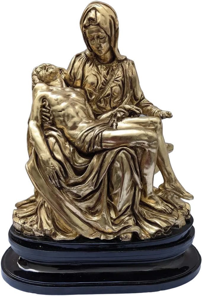 Antiguo Escultura La Piedad Miguel Ángel Pasta Dorada 43cm Dorado