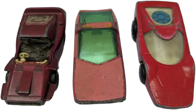Vintage Lote 3 Carritos Matchbox Superfast Lesney 1971-1975 Rosa Chicle