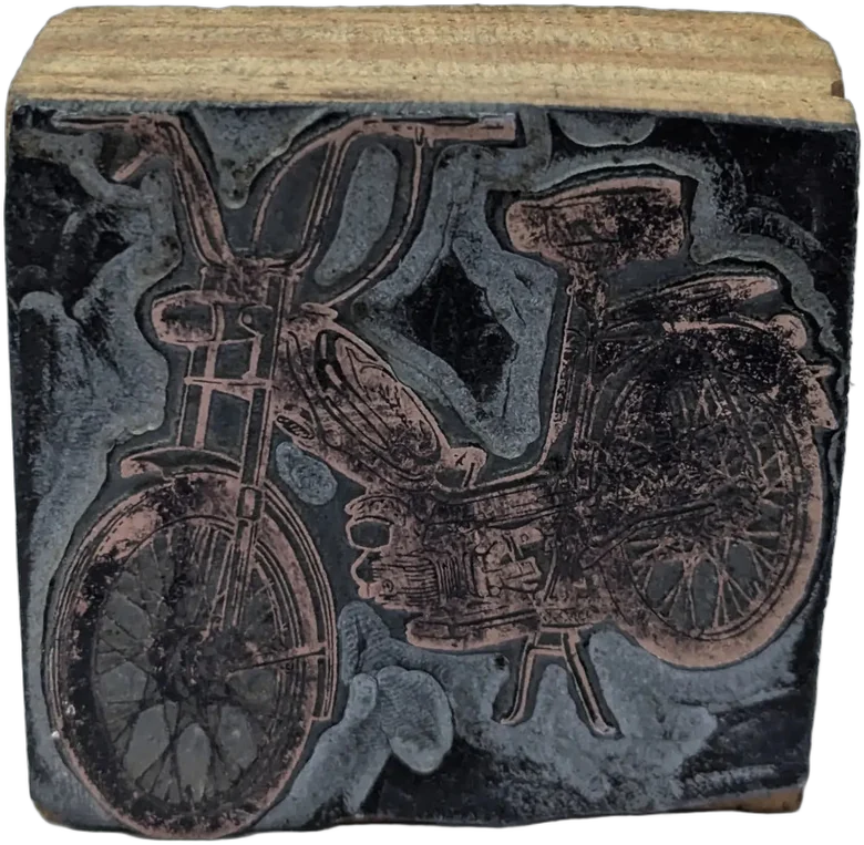 Antiguo Clisé De Imprenta Motocicleta Clásica — imagen 1