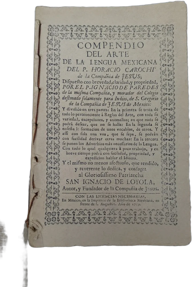 Antiguo Compendio Del Arte De La Lengua Mexicanaparedes 1759 — imagen 1